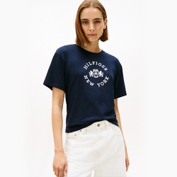 타미힐피거 우먼 크레스트 로고 티셔츠 XW07486-400