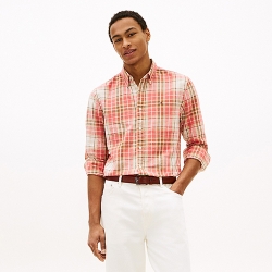 타미힐피거 맨 레귤러핏 린넨 블랜드 체크 셔츠 XM07402-250