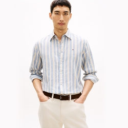 타미힐피거 맨 레귤러핏 스트라이프 린넨 블랜드 셔츠 XM07400-401