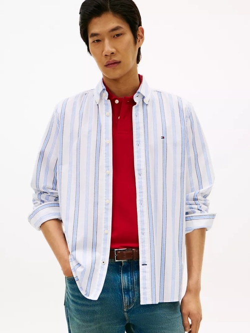 타미 맨 스트라이프 옥스포드 셔츠 XM07370-401