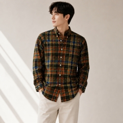 [폴로특가전] [M] 폴로 맨 클래식핏 코튼셔츠 Green/Orange 710961437003