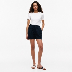 타미힐피거 우먼 린넨블렌드 풀온 쇼츠 XW08262-400 Navy Blue//