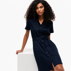 타미힐피거 우먼 린넨블렌드 셔츠드레스 XW08161-400 Navy//