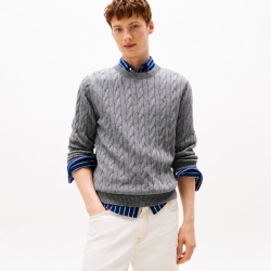 [XL] 타미힐피거 맨 꽈배기 크루넥 스웨터 XM05667-021 Grey Heather