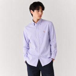 [폴로특가전] 폴로 맨 클래식핏 스트라이프 코튼 셔츠 710P08238003 Purple/White
