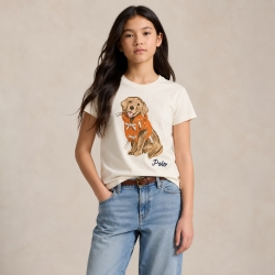 폴로 랄프로렌 걸즈 강아지 티셔츠 313B15909001 White