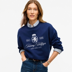 타미힐피거 우먼 릴렉스핏 크레이스로고 스웻셔츠 XW09109-401 Preppy Navy