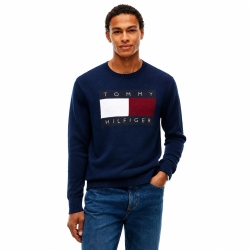 타미힐피거 맨 인타르시아 로고 크루넥 스웨터 XM08841-400 Navy
