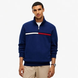 타미힐피거 맨 플래그 스트라이프 쿼터집 스웻셔츠 XM08960-400 Navy