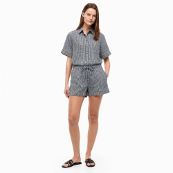 타미힐피거 우먼 깅엄 린넨블렌드 풀온 숏츠 XW06980-400 Navy