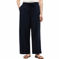타미힐피거 우먼 라이트웨이트 와이드레그 린넨블렌드 풀온 팬츠 XW08203-400 Navy