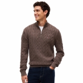 타미힐피거 맨 꽈배기 쿼터집업 스웨터 XM05669-204 Brown Heather