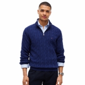 타미힐피거 맨 꽈배기 쿼터집업 스웨터 XM05669-404 Preppy Navy
