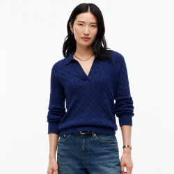 타미힐피거 우먼 오픈플릭킷 꽈배기 스웨터폴로 XW06525-401 Preppy Navy
