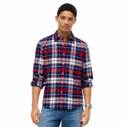 타미힐피거 맨 레귤러핏 체크 플란넬 셔츠 XM08870-401 Preppy Navy