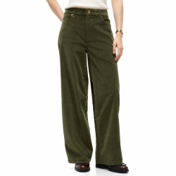 타미힐피거 우먼 스트레치 코듀로이 와이드레그 팬츠 XW09432-301 Huntsman Green