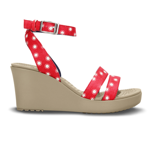 [고별전] [박스없음] 크록스 우먼 레이 그래픽 웨지 Red/White
