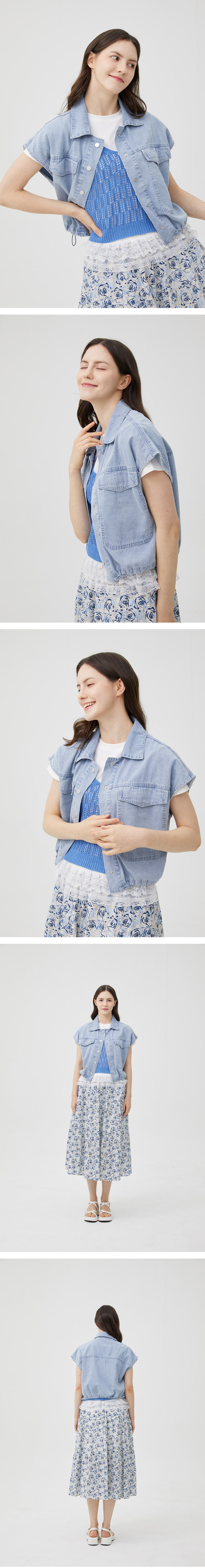 크롭 데님 베스트