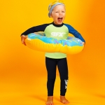 유아래쉬가드 키즈수영복 심플빅로고 네온옐로우