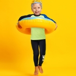 유아래쉬가드 키즈수영복 심플빅로고 네온옐로우