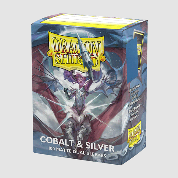 [드래곤실드]카드 프로텍터 듀얼 매트 슬리브 스탠다드 사이즈 - 코발트/은색 Matte Dual - Cobalt & Silver (100매)