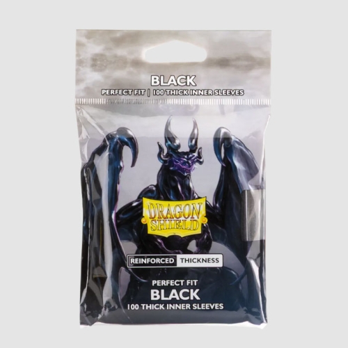 [드래곤실드]퍼펙트 핏 이너 슬리브 - 두꺼운 흑색 Black (100매) Perfect Fit - Thick Inner Sleeves - Black