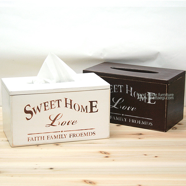 티슈케이스-화이트/브라운 20%SALE