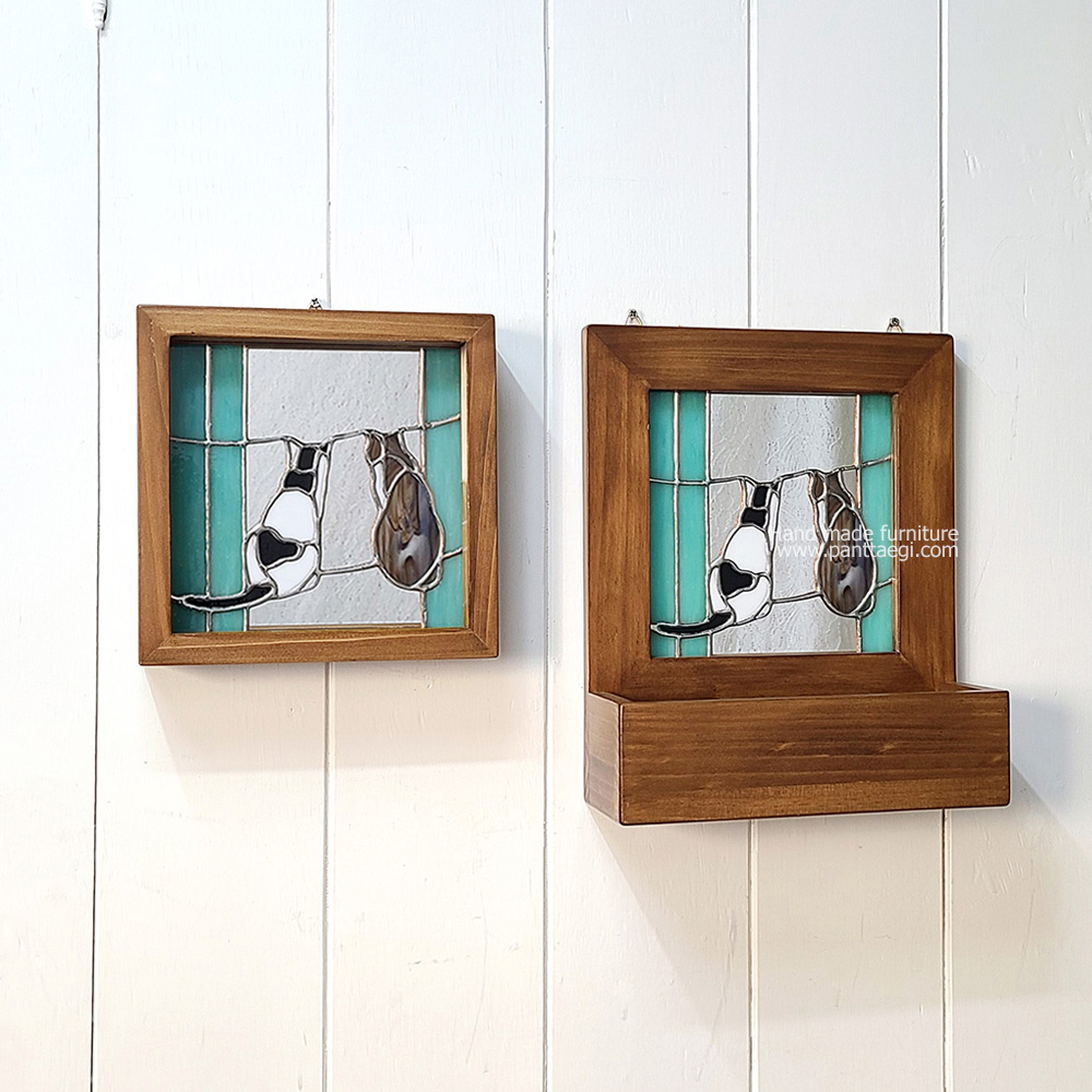 고양이 원목액자거울 10%SALE