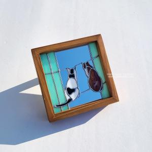 고양이 원목액자거울 10%SALE