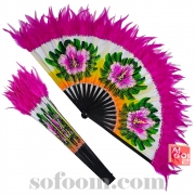 n4803 39cm장닭털무궁화양면그림부채