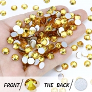 오스트리아산 크리스탈 2088 (스와로브스키 정품) 라이트토파즈 원형 평스톤 네일파츠 네일스톤