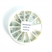 오스트리아산 크리스탈 원형 평스톤 크리AB 사이즈믹스 세트 (140개입) (스와로브스키 정품) 네일파츠 네일스톤