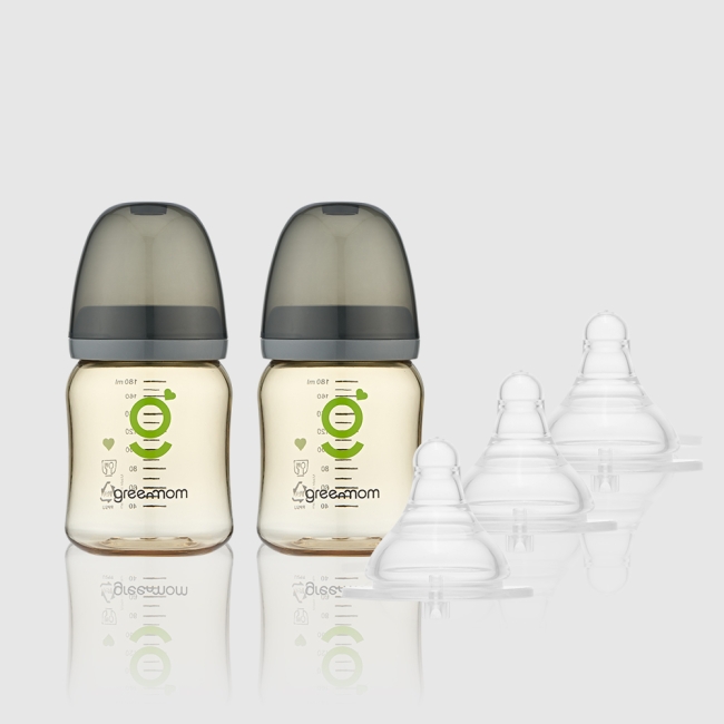 [와이드세트] PPSU 베이직 젖병180ml2개 젖꼭지3개