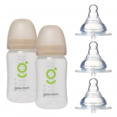 [와이드세트] PP 베이직 젖병260ml2개 젖꼭지3개