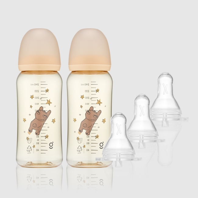 [젖꼭지 세트] PPSU 꿈찾는 곰 젖병250ml2개 아이쏙3개