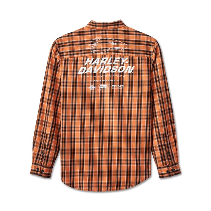 남성 스크리밍 이글 체크 긴팔셔츠 ORANGE