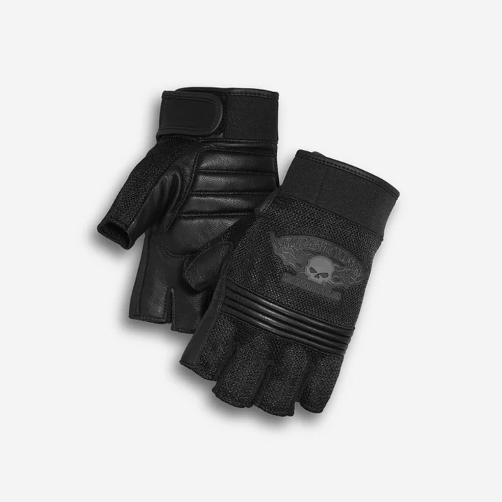 남성 윌리G 스컬 반장갑 BLACK