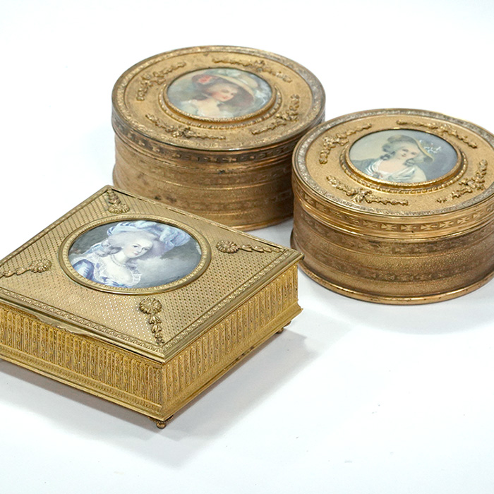 앤틱 금장 브론즈 파우더박스 & 보석함세트