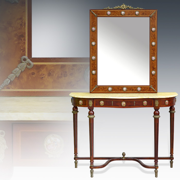 유로 명화 대리석 콘솔+거울세트