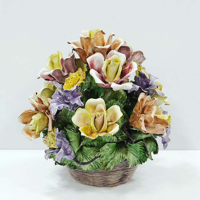 이태리산 엔틱 대형 도자기 꽃바구니