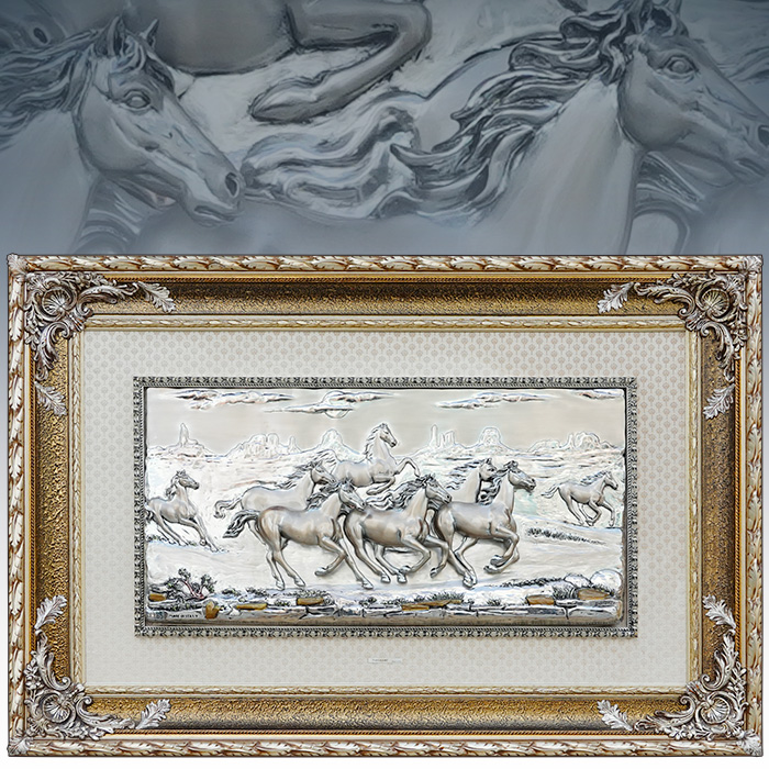 이태리 T.I.A 은도금 8마도 부조물 대형액자(152cm)