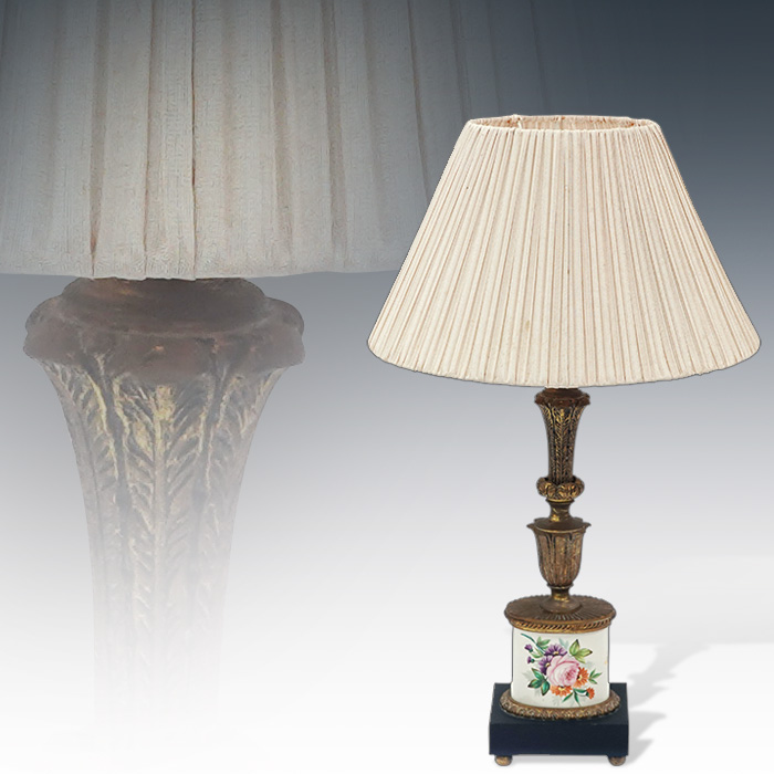 영국 앤틱 브론즈 페인팅도자기 테이블 램프