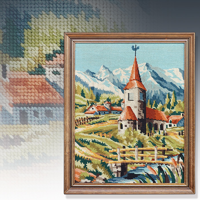 영국 엔틱 니들포인트 자수액자(49x61cm)