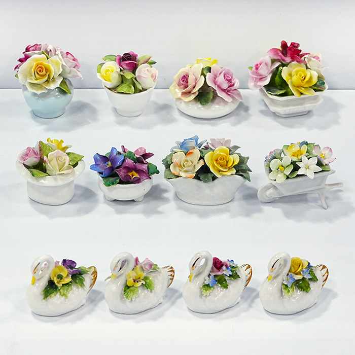 영국산 엔틱 소형 도자기꽃세트