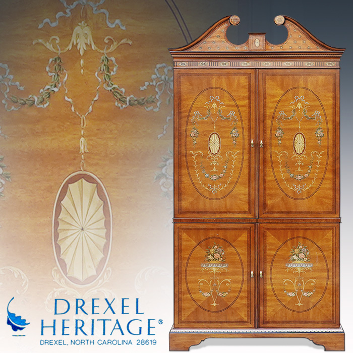 최고급 디렉셀헤리티지 아담스 스타일 페인팅 옷장