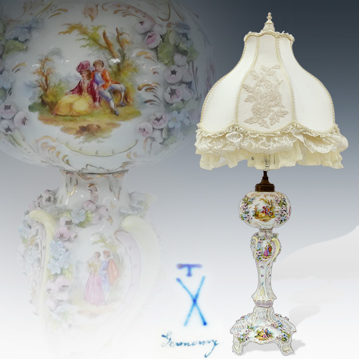 독일 명화페인팅 꽃포지 올드라이트 쉐이드 테이블램프