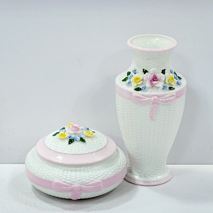 영국산 앤슬리 샹티이 꽃포지 화병 보석함세트