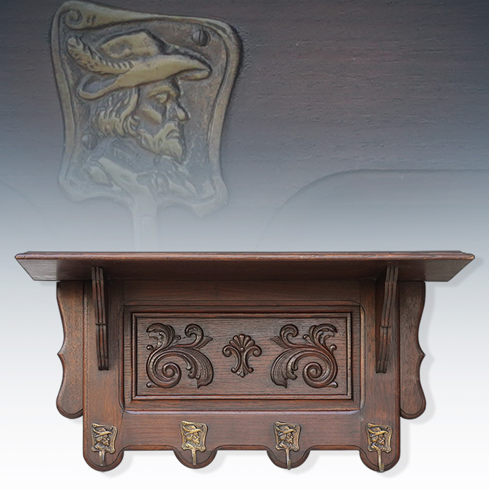 프랑스산 엔틱 오크 소품걸이 & 벽선반대(80cm)