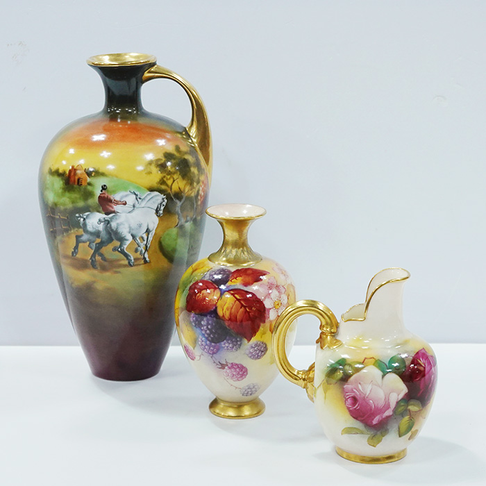 영국산 엔틱 명화 화병 & 로얄우스터 화병세트