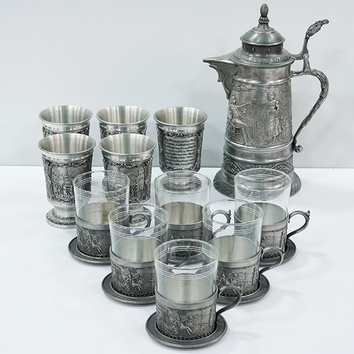 독일 frieling zinn(프리엘링 진) 주석 주전자,머그,찻잔세트